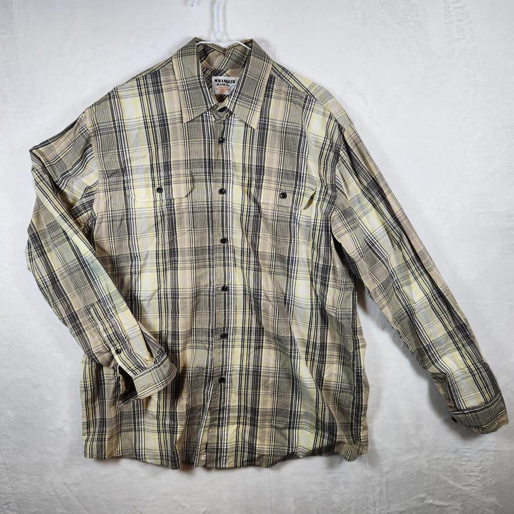 Wrangler Jeans Co Plaid Long Sleeve Button Down Shirt Size Large